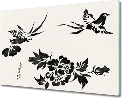 Produktbild von Coloray Schneidebrett Herdabdeckplatte 80x52 cm Kochplattenabdeckung Küchenbrett Hackbrett - Vögel Blumen