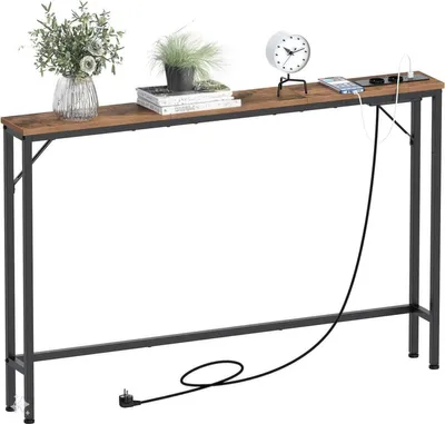 Image de Table console - Petite table d'entrée avec station de charge et ports USB, design industriel