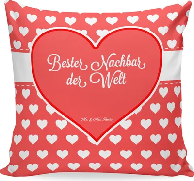 Produktbild von Mr. & Mrs. Panda Kissen 40x40 Nachbar - Geschenk, Nachbarn, kuschelkissen, bedruckt, Nachbarschaft, Deko, Sofakissen, Angrenzer, Bewohner