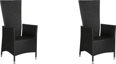Image de Joops 2 x chaise de jardin, avec poignée d'inclinaison et réglage continu du dossier, noir.