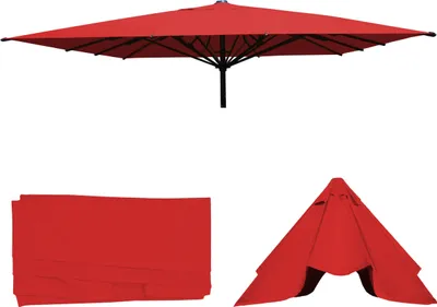 Produktbild von Ersatz-Bezug für Gastronomie Sonnenschirm MCW-D20, Sonnenschirmbezug Ersatzbezug, 5x5m (Ø7,2m) Polyester  rot