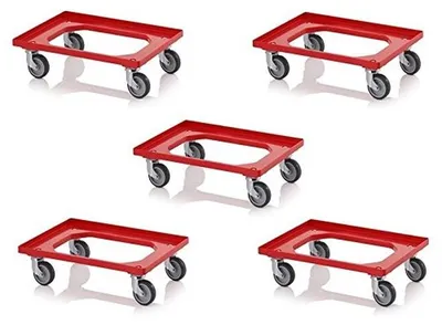 Obrázok produktu pre Transportný vozík pre eurokontajnery – 5-dielna súprava s gumenými kolesami