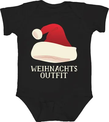 Produktbild von Weihnachtsoutfit Weihnachtsmütze - Weihnachten Weihnachtsgeschenk Christmas Unisex Baby Body, Schwarz, 3/6