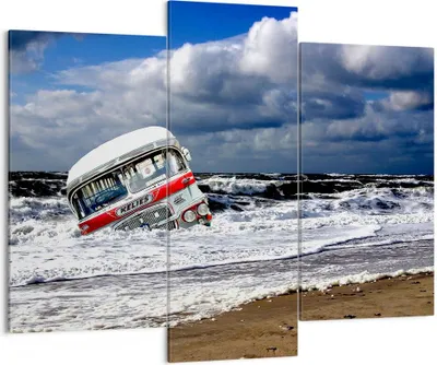 Produktbild von Bild auf Leinwand - Leinwandbild - Ozean Landschaft Auto - 130x100cm - Wand Bild - Wanddeko - Leinwanddruck - Bilder - Kunstdruck - Wanddekoration - Leinwand bilder - Wandkunst - CB130x100-0228