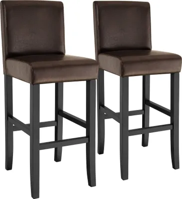 Image de Tabouret de bar en cuir synthétique - marron, Lot de 2