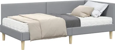 Image de Cadre de lit d'angle avec matelas Autre 2 pcs Gris clair tissu