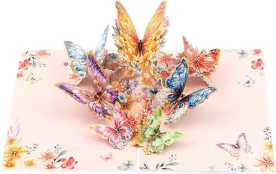 Produktbild von Pop Up Karte Schmetterling - 3D Grußkarte - Pop-up Geburtstagskarte - Schmetterlingskarte - für Frauen, Mutter, Tochter - mit Umschlag - Lila