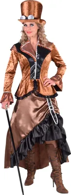 Produktbild von M217114-XL Damen Steampunk Kostüm-Kleid bronze-braun Gr.XL