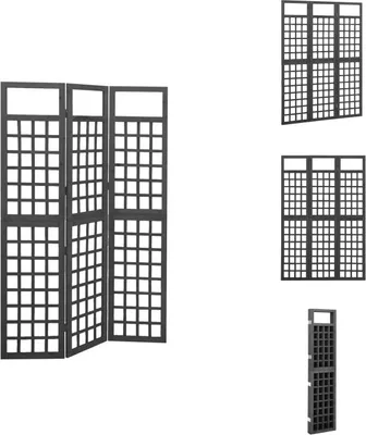 Obrázok produktu pre vidaXL 3-dielny paraván/priečka z jedľového masívu čierna 121x180 cm - Priečka do izby