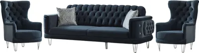 Produktbild von Villa Möbel Sofa Set Carlo Anthrazit Stellvariante:2+1+1 Relax- und Bettfunktion, pflegeleichter Mikrofaser Samtstoff