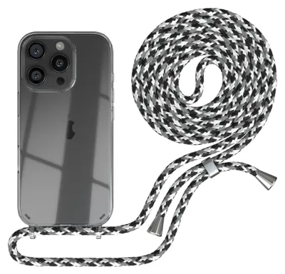 Produktbild von EAZY CASE Handykette mit Hülle für Apple iPhone 16 Pro Backcover Handykette, zum Umhängen in Schwarz