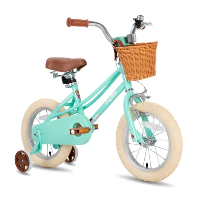 Produktbild von JOYSTAR 12/14/16/18/20 Mädchenfahrrad für 2-13 Jahre alte Kinder, 12" 14" 16" Kinderfahrrad mit Stützrädern & Korb, 20 Zoll mit Ständer, Minzgrün