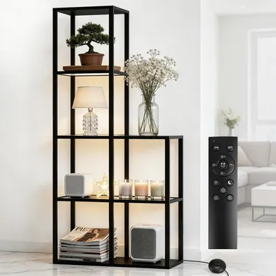 Produktbild von Glasvitrine mit Dimmbar LED Beleuchtung Bücherregal Glasregal Vitrinenschrank Sammlervitrine Vitrine für Wohnzimmer, Büro, Spielzimmer (78x30x168cm)