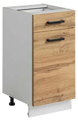 Image de Meuble bas de cuisine avec tiroir "Rita" - Naturel/Blanc - L 40 x H 81 cm