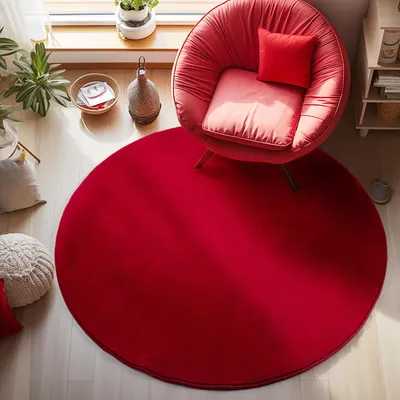 Produktbild von Carpetsale24 Waschbarer Kurzflor Teppich - Rutschfest, Einfarbig & Weich im modernen Stil, Grösse: 160 cm Rund