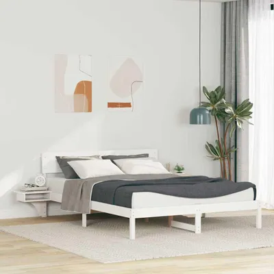 Obrázok produktu pre Maison Exclusive – posteľový rám s čelom Biela 160 x 200 cm Masívne borovicové drevo