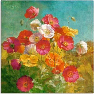 Produktbild von ARTland Leinwandbild Mohnblumenfeld Größe: 70x70 cm
