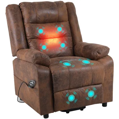 Produktbild von CRELIV -Elektrischer Relaxsessel Fernsehsessel mit Massage- und Heizfunktion, Fußstütze, Liegefunktion, Fernbedienung, Lederoptik, Braun