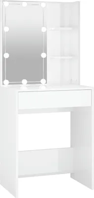 Zdjęcie produktu dla Toaletka z oświetleniem LED, biała z połyskiem, 60x40x140 cm