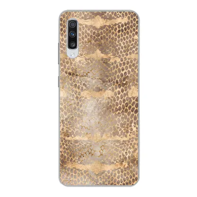 Produktbild von MuchoWow® Handyhülle Schutzhülle Hülle für Samsung Galaxy A70 Schlangendruck - Gold - Braun Silikon Softcase Handy Hülle - Schutzhaube