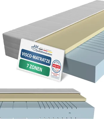 Produktbild von AM Qualitätsmatratzen | Visco-Matratze 100x200 cm | H3 | Hochwertige Matratze mit 4 cm Visco-Auflage | 20 cm Höhe |  Germany | 100 x 200 cm