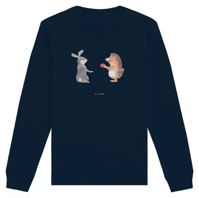 Produktbild von Mr. & Mrs. Panda Baumwoll Pullover Hase Igel Größe L - French Navy - Geschenk, Pulli, Bio, Lustige Sprüche, Trösten, Liebe Spruch, Liebeskummer, Sweater, Herzschmerz