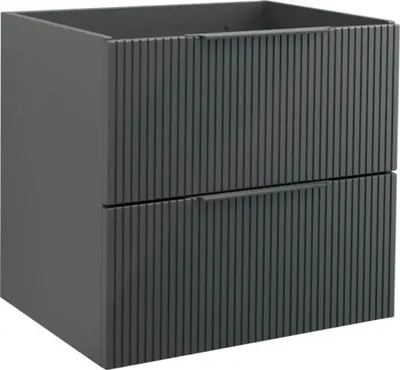 Produktbild von Jungborn Waschbeckenunterschrank QUATTRO BxHxT 60 x 55 x 46 cm Frontfarbe schwarz matt geriffelt inkl. Einzelsiphon