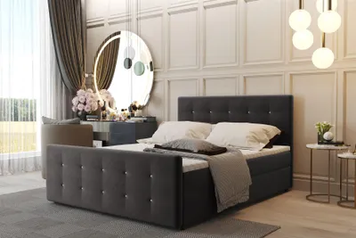 Produktbild von Boxspringbett Schlafzimmerbett CARLOS 200x220cm Stoff Soro Umbragrau inkl.Bettkasten