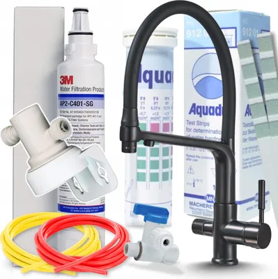 Immagine prodotto di Rubinetto da cucina a 3 vie Ari Flexible, doccetta estraibile e girevole 360 gradi, nero opaco, per acqua filtrata