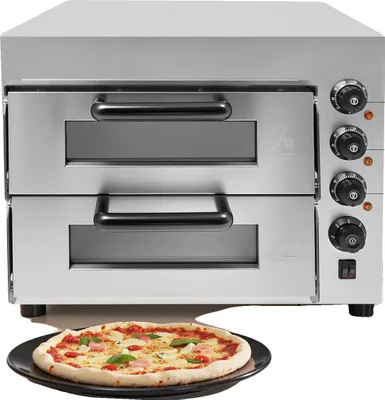 Obrázek produktu pro Pec na pizzu, 3000 W, 220 V, 2 patra, teplotní rozsah 50-350 ℃, rozměry 57 x 47,5 x 44 cm
