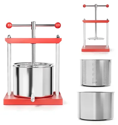Produktbild von NAIZY 6L Edelstahl Beerenpresse Haushalt Obstpresse Maischepresse Fruchtpresse Weinpresse Manuelle Saftpresse Handpresse Edelstahlkorb Mostpresse Entsafter