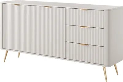 Produktbild von YOURHOUSE24 Kommode Kombikommode 163 cm LANTE 2D3S beige/gold, schwarz