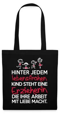 Produktbild von Spreadshirt Abschied Erzieherin Stoffbeutel, One size, Schwarz