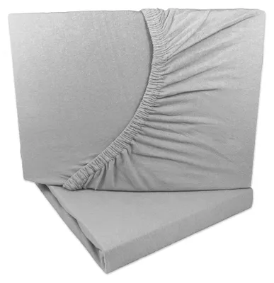 Produktbild von 2er Set Jersey Spannbettlaken Silber / Hellgrau 90x200 - 100x200 cm 100% Baumwolle