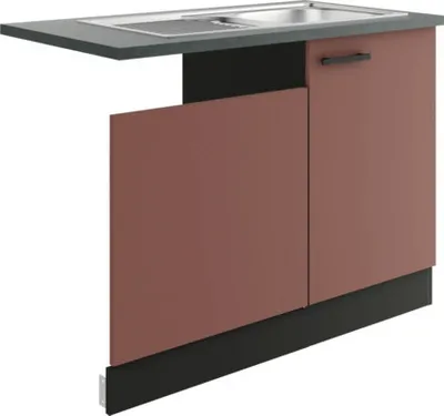 Produktbild von Optifit Spülenschrank inkl Spüle Geschirrspülerblende für teilintegrierten Geschirrspüler Nizza407 BxTxH 110 x 60 x 84,8