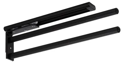 Produktbild von Aluminium Handtuchhalter TED 2-armig schwarz matt (325-487 mm, ausziehbar, drehbar) Teleskop-Wandhandtuchhalter für Bad oder Küche