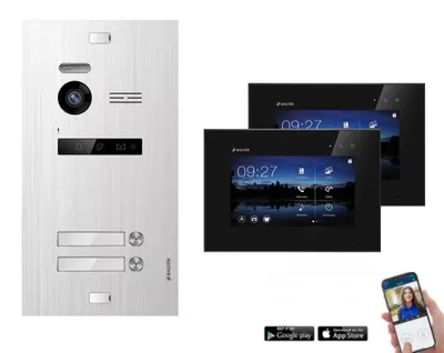 Produktbild von WLAN Video Türsprechanlage BALTER EVO 2-Draht BUS Komplettsystem für 2-Familienhaus Schwarz-Silber