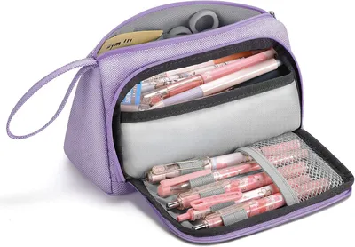 Zdjęcie produktu dla Etui na przybory szkolne, duże, fioletowe, wielofunkcyjne, do szkoły i biura