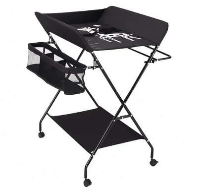 Immagine prodotto di Fasciatoio per neonati - Fasciatoio mobile - Regolabile in altezza - Con rotelle - Per bambini dai 7 ai 12 mesi - Unisex - Nero