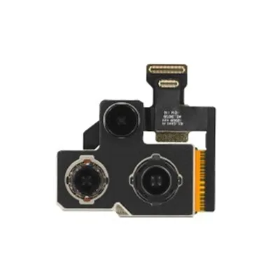 A close-up, isolated shot of a smartphone camera module.
