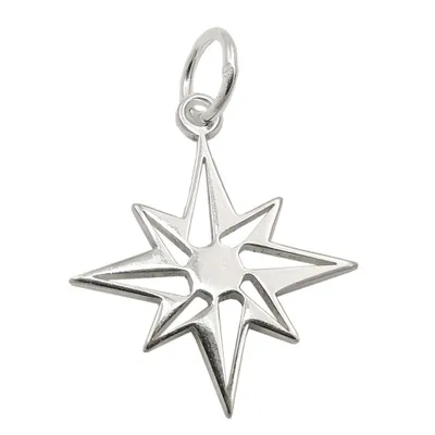 Produktbild von Anhänger 14mm Stern Windrose glänzend Silber 925 silber 14mm