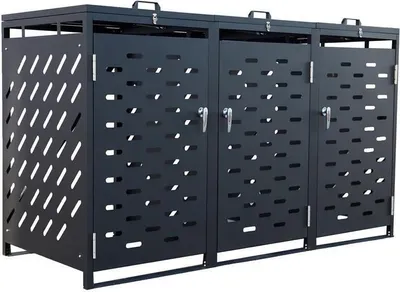 Produktbild von Mülltonnenbox Müllbox Mülltonnenverkleidung 3 Türen Box Anthrazit mit Deckel