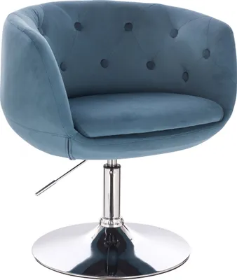 Produktbild von SVITA PANAMA Loungestuhl Cocktailsessel Blau Petrol Samt-Optik Drehfuß