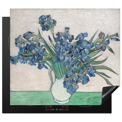 Produktbild von KitchenYeah© Herdabdeckplatte Vase mit Schwertlilien - Vincent van Gogh , 57x51cm, Küche Deko, Glaskeramikkochfeld Herdabdeckung, Abdeckplatte fùr Kochfeld