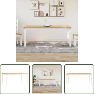Produktbild von The Living Store Esstisch Corona Weiß 180x90x75 cm Massivholz Kiefer