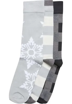Produktbild von Ponožky Urban Classics Christmas Snowflakes Socks 3-Pack lightasphalt - 43–46