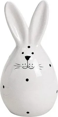 Produktbild von Porzellan Osterei Hase mit Punkten in Schwarz/Weiß, 10 cm
