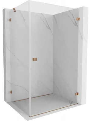 Obrázek produktu pro Mexen Lunar-B sprchový kout pravý otočný 90 x 80 cm, transparentní, kartáčovaná měď - 832-090-080-65-00-P