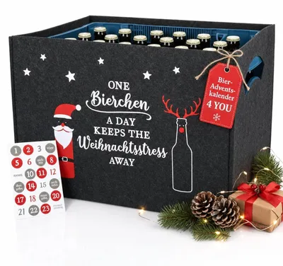 Bier-Adventskalender aus Filz für Bierkisten – 24 Sticker