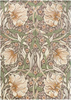 Produktbild von Handgefertigter Wohn- und Schlafzimmerteppich aus Wolle mit Blumenmuster PIMPERNEL